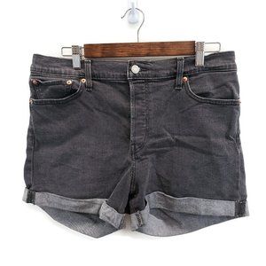 Levis Womens Gray Wedgie Short Size 32 Rolled Hem Denim Casual Button Fly Summer